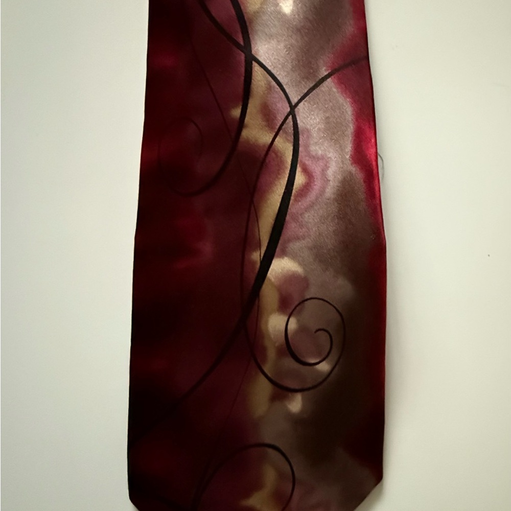 J. Garcia Burgundy and Black Artistic Tie